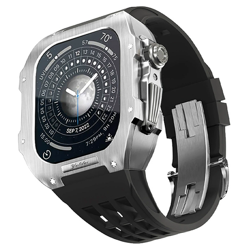 Apple, modified watch strap, protective case stainless steel, 45mm