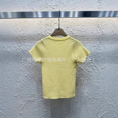 mm25 新しい夏の韓国スタイルのストラップ付き小さな V ネックスリムフィットニット半袖女性用
