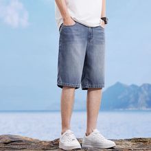 帅气冰丝新款高街痞帅宽松透气百搭休闲直筒牛仔短裤五分裤子男款