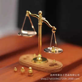 迷你天平秤老式复古怀旧玩具模型1:12娃娃屋配件桌面袖珍diy摆件