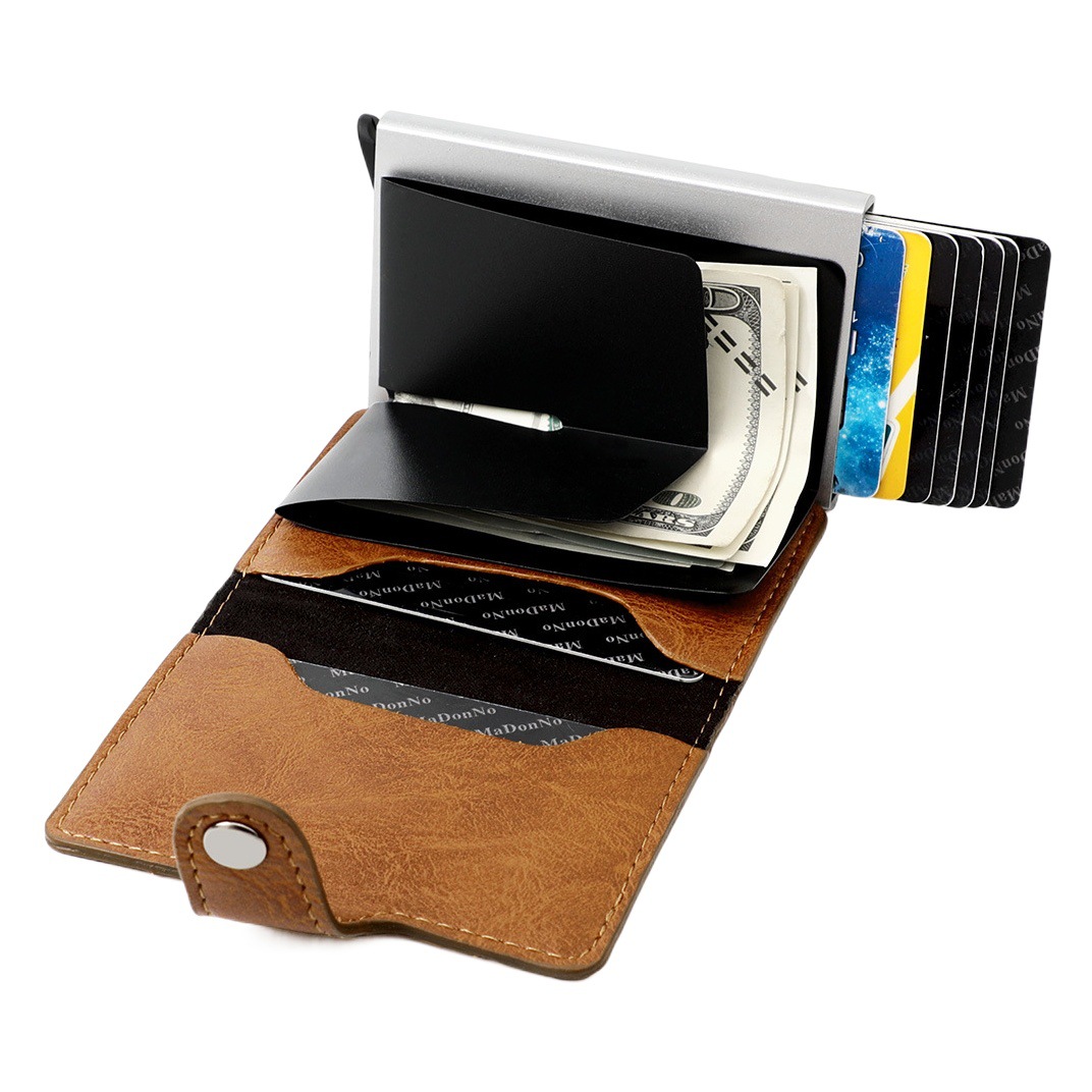 Manufacturer Wholesale Rfid Aluminum Box Shielded Anti-Theft Brush Ultra-Thin Credit Card Aluminum Alloy Card Holder Men's Multi-Card Slot Wallet