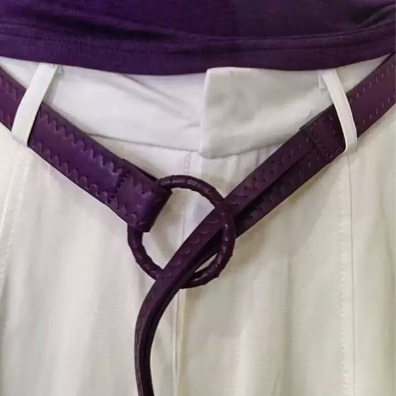 Simple Design Woven Round Buckle Thin Belt Tie Colorful Coat Suit Skirt Jeans Waist Belt