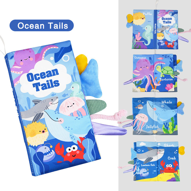 Nuevos productos para bebés libros de tela bebés tridimensionales frutas y verduras dinosaurios cola libro de enseñanza temprana puede morder el libro de juguetes de iluminación del bebé