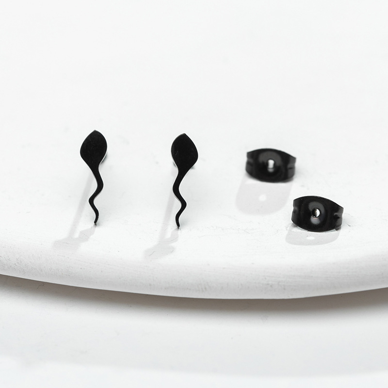 Fashion Tadpole Titanium Steel Ear Studs Plating No Inlaid Stainless Steel Earrings