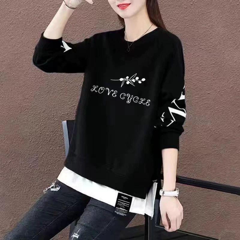 Повседневная спортивная толстовка из двух частей для женщин на весну и осень, новый корейский стиль, свободная тонкая куртка с круглым вырезом, уменьшающая возраст, топ