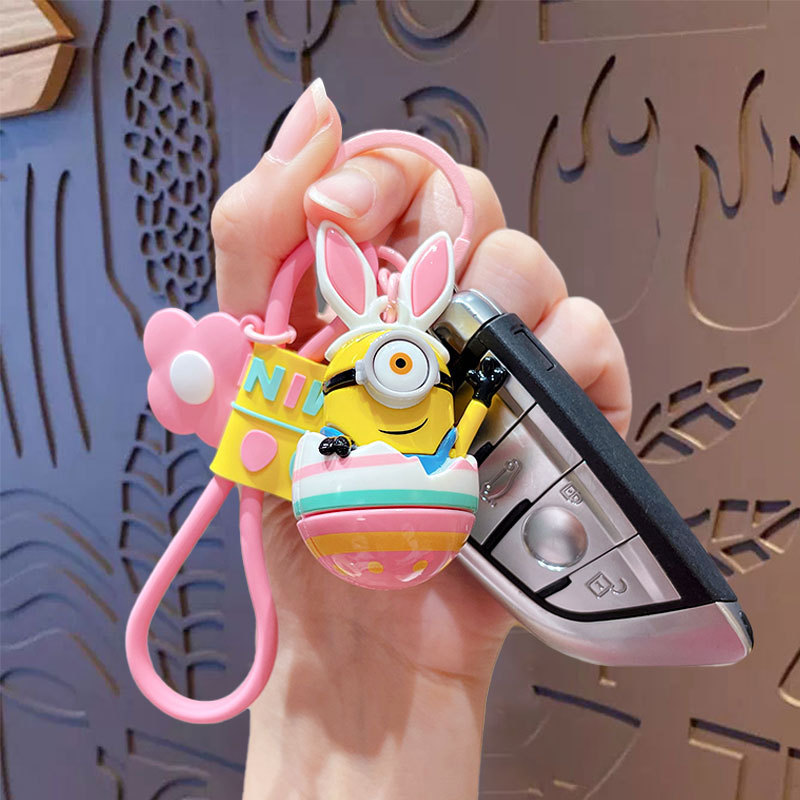 Genuine Cartoon Egg Minions Key Chain Creative Couple Car Bag Doll Key Chain Pendant Small Gift