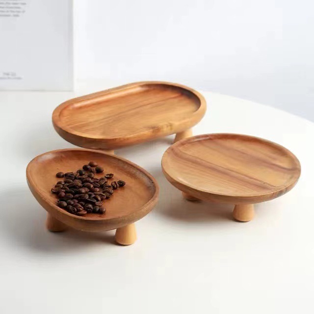 bandeja de madera ovalada taza de té estante de almacenamiento creativo de pies altos bandeja aromática doméstica