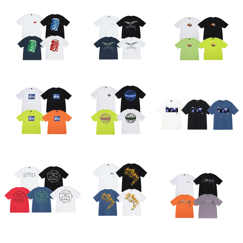 A cross-border fashion brand stu Stusi printed short sleeve loose men's and women's Joker T-shirt cotton sweethearts outfit