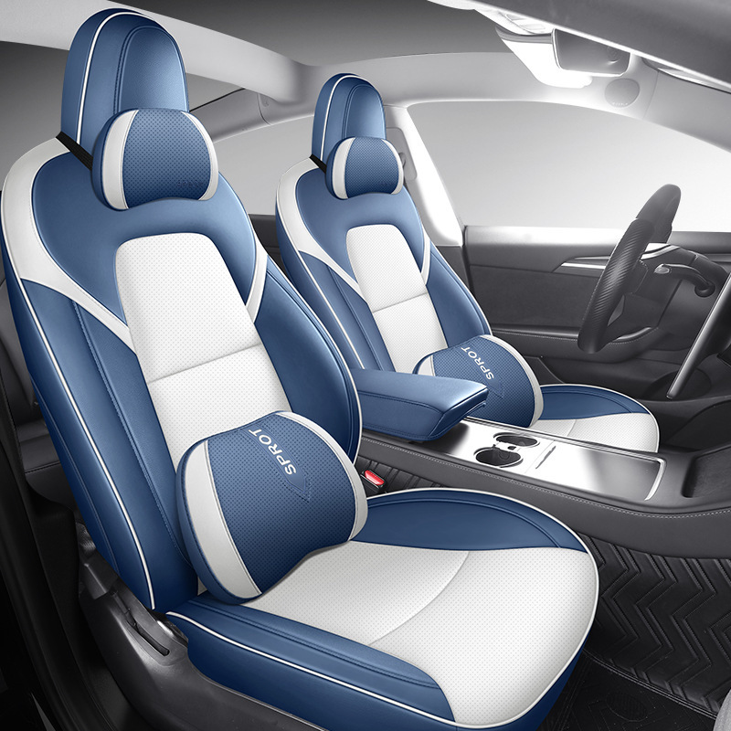 新型テスラmodel 3専用自動車シートカバー通気穴開け皮四季通用座布団全カバー座布団カバー|undefined