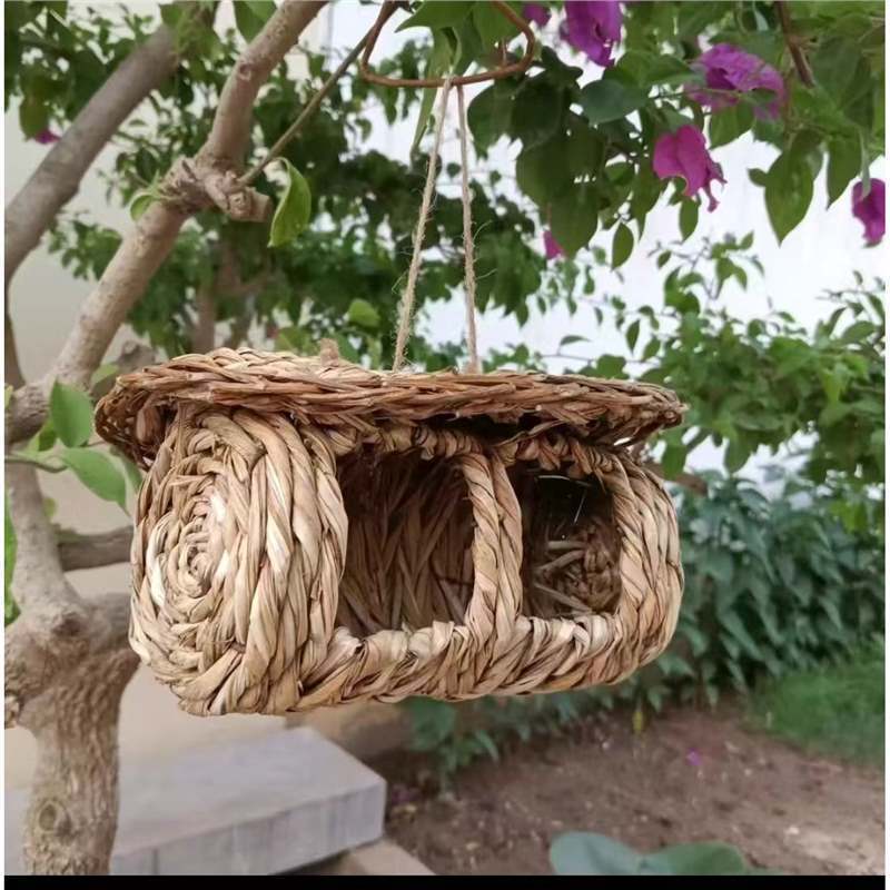 鳥の巣わら編みオウムの巣暖かい鳥の巣わらの巣鳥かご用品具セキセイインコの巣装飾用品|undefined