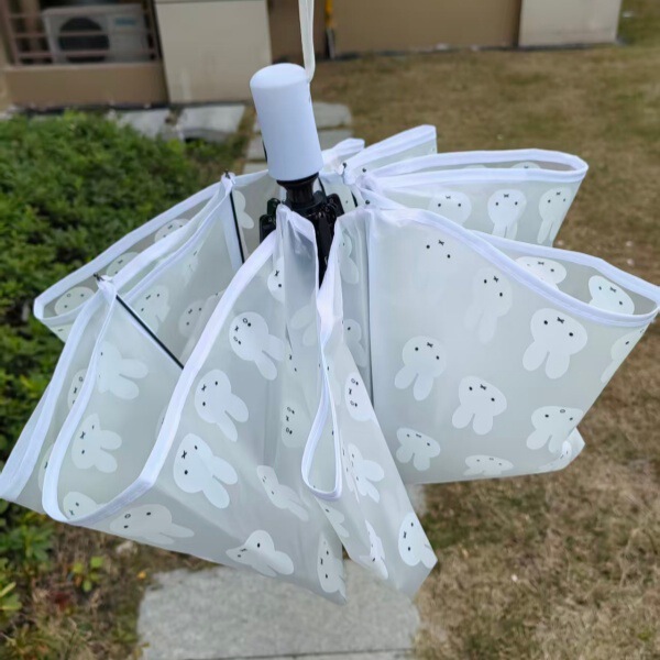 Miffy Frosted Dual-Use Fresh Transparent Umbrella, Cute Student Automatic Portable Children's Cartoon Folding Umbrella
