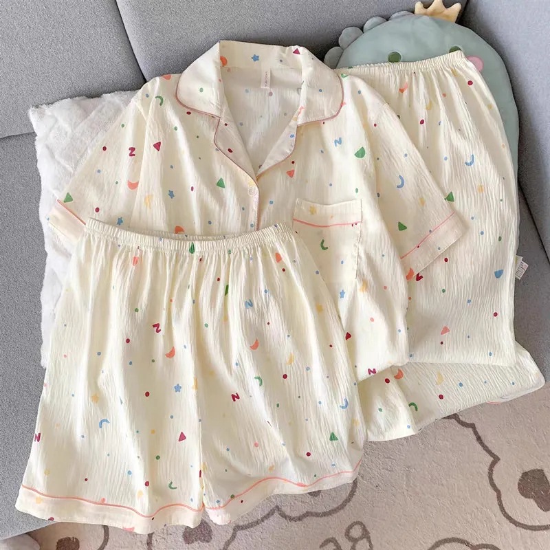 120G nubes de algodón pijama de manga corta tres piezas set ropa para el hogar sudeste asiático TK pedidos de comercio exterior transfronterizo entidad mayorista