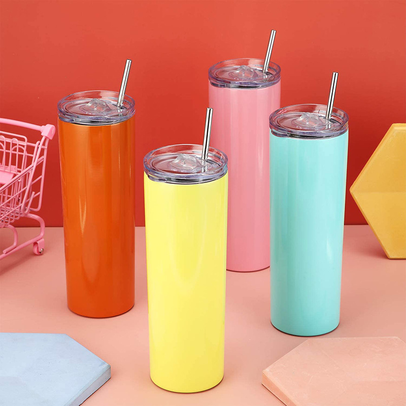 Comercio exterior creativo transfronterizo caliente sublimación recta flaca tumbler de acero inoxidable 304 taza de moda taza de agua 20OZ