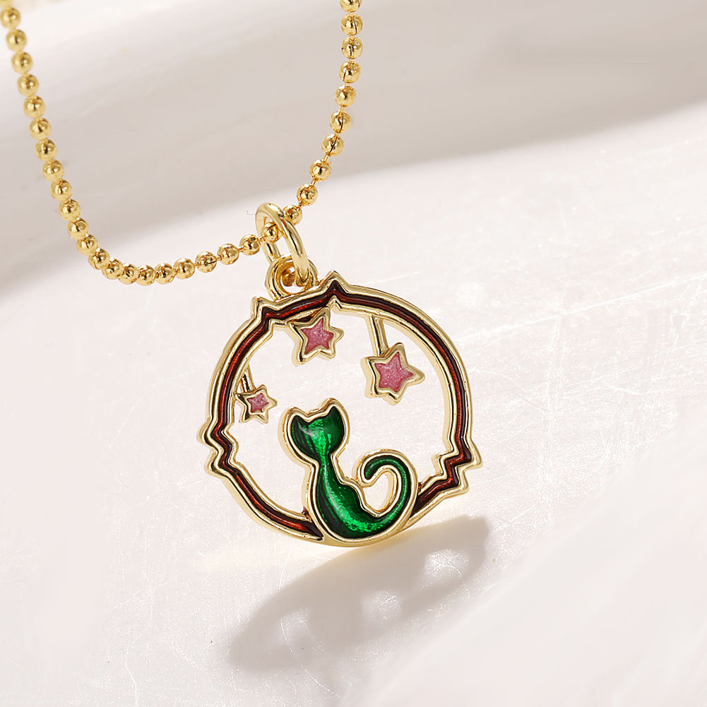 3g Weight Pendant Jewelry Making Type Charms Classification 1 Piece Quantity Copper Material Dinosaur, Cat Pattern All Seasons Season Polished Finish Enamel Design Cute Style 1 Piece Copper Dinosaur  Cat Polished Pendant Charms 23
