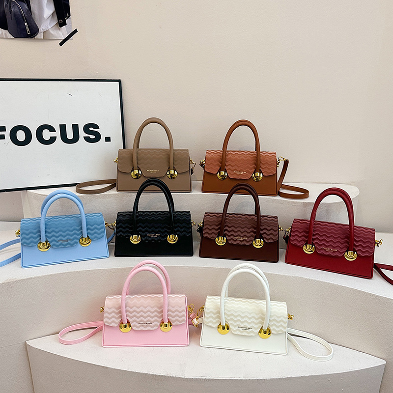 Cross-border wave-patterned handbag, women's 2026 new style, high-end and versatile shoulder bag, small square crossbody bag Cross-border wave-patterned handbag, women's 2026 new style, high-end and versatile shoulder bag, small square crossbody bag