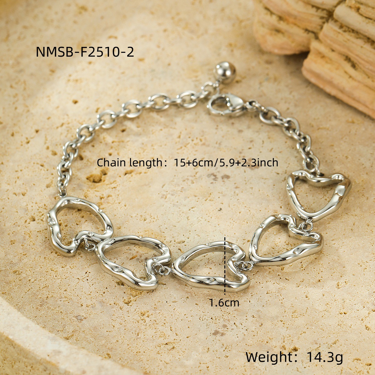 Heart Shape Pattern Women's Gender PVD Coated Real Gold Plated 18K Gold Heart Shape 304 Stainless Steel IG Style Waterproof Non Tarnish 304 Stainless Steel Bracelets