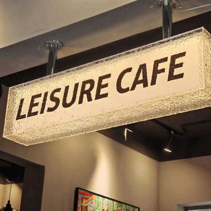 招牌可做吧台收银台橱窗水波纹吊挂双面灯箱广告牌亚克力石头发光