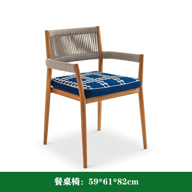 Silla de comedor (teca + tejido de cuerda)