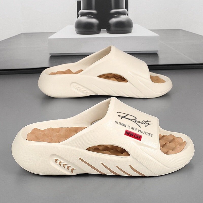Men's Summer Trendy Slip-On Street Non-Slip Wear-Resistant Beach Slippers with Letter Print Can Be Shipped on Behalf of Others Men's Summer Trendy Slip-On Street Non-Slip Wear-Resistant Beach Slippers with Letter Print Can Be Shipped on Behalf of Others
