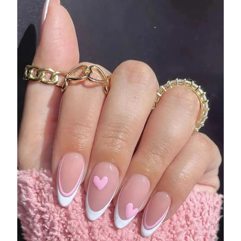 Pink Love Water Drop Almond Armor European and American French Dressing Armor Cute Ins Style Dressing Manicure Tip Armor Pink Love Water Drop Almond Armor European and American French Dressing Armor Cute Ins Style Dressing Manicure Tip Armor