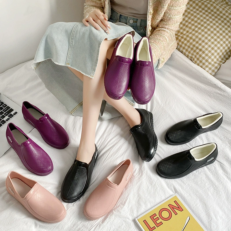 Легкая женская мягкая осенне-зимняя обувь для мойки автомобилей, короткая непромокаемая обувь, женские непромокаемые сапоги, женские непромокаемые сапоги с низким носком, нескользящая Однослойная обувь с низким верхом