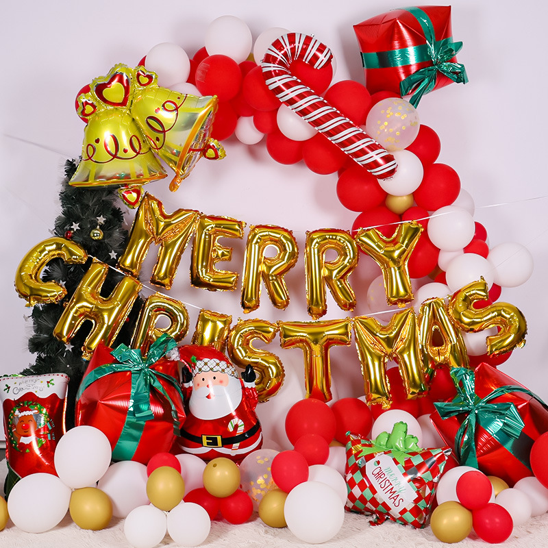 New Cross-border Christmas Balloon Set Santa Claus Elk Christmas Atmosphere Decorative Aluminum Film Balloon Wholesale