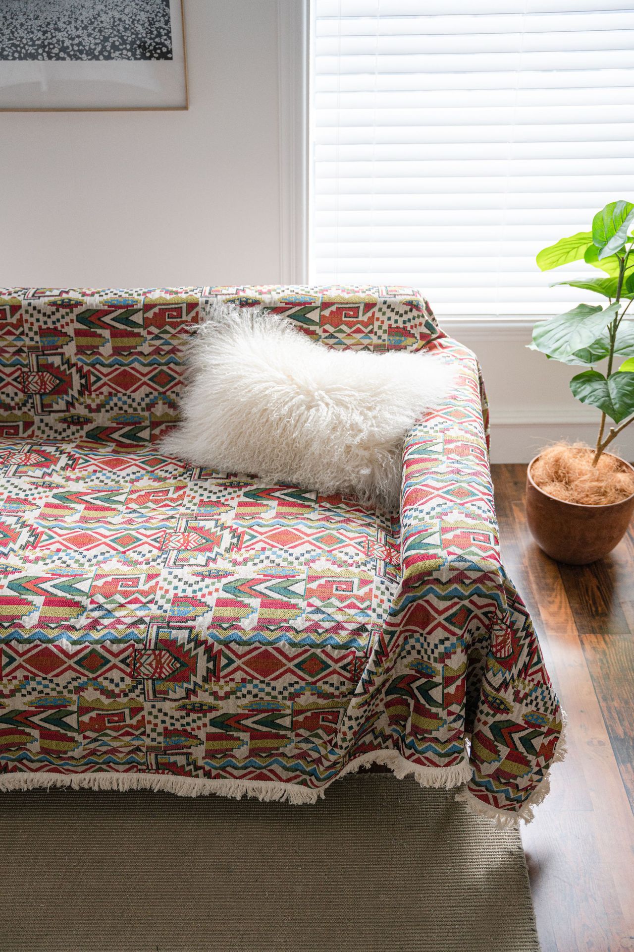 彩色徽章沙发巾