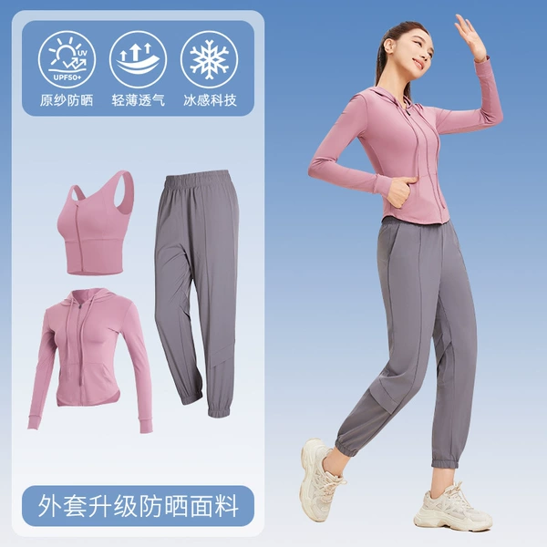 [Ice Sensitive Sunscreen Jacket] Light Purple+Light Gray Three -piece