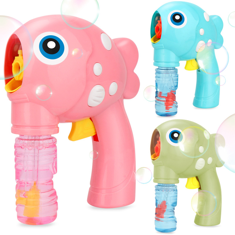 Tiktok mismo estilo de los niños casual burbuja juguete manual de un solo agujero burbuja soplando pistola lindo pescado manual pistola de burbujas al por mayor