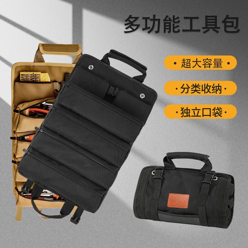 多機能ポータブルツールバッグ、厚手で耐摩耗性のある電気技師用バッグ、ハードウェアツールバッグ、ロールタイプの大容量収納バッグ|undefined