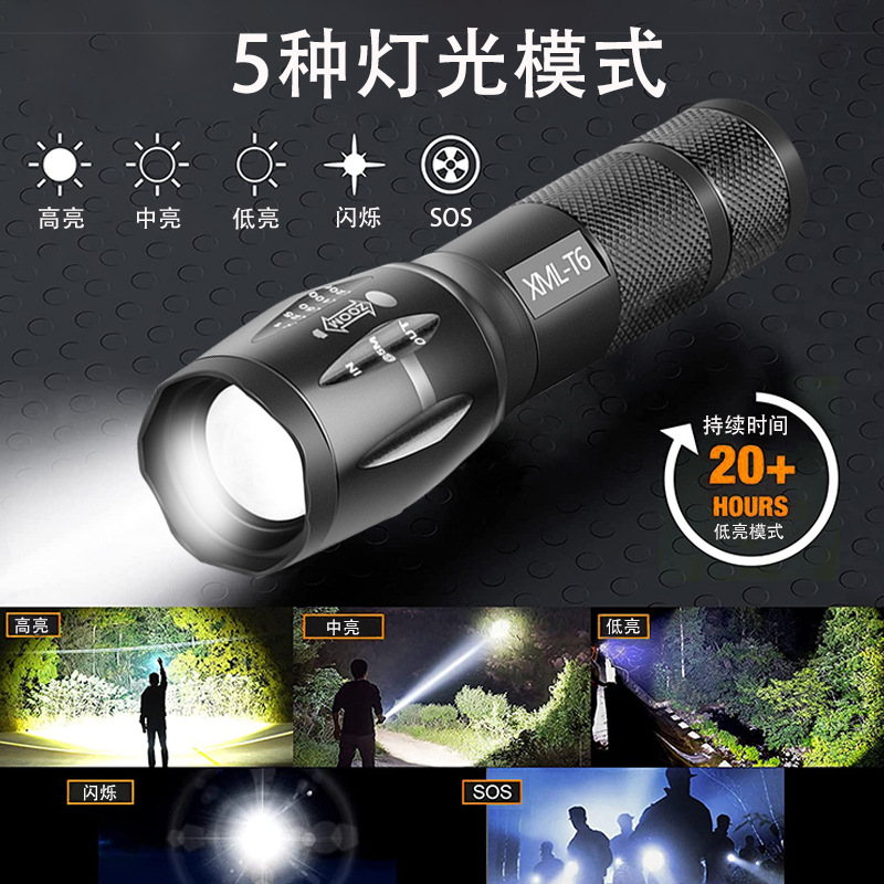 Nuevo multi-funcional Mini portátil LED zoom linterna Super brillante fuerte iluminación de luz al aire libre emergencia seca linterna eléctrica