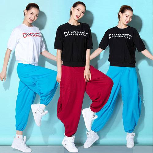 Solid-color, loose-fitting lantern pants for workout sets—street dance & square dance attire—wholesale spring/summer team performance outfits & dancewear