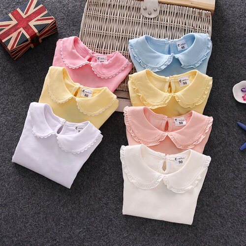 Girls 'Korean style small plaid shirt, baby autumn clothes, solid color, new children's Western-style cotton long-sleeved shirt shirt