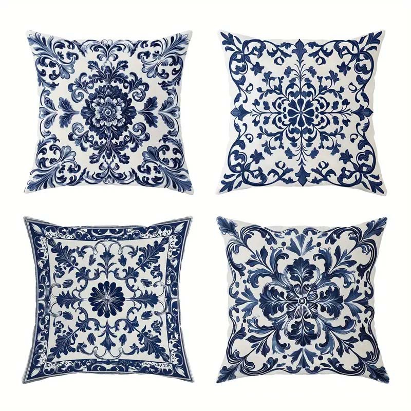 Hot Selling Blue and White Pattern Indoor and Outdoor Decorative Sofa Pillows and Cushion Covers Manufacturers Can Wholesale