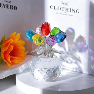 Rose Crystal Flower Crafts Creative Decoration Decoration Valentine's Day Tanabata Living Room 520 Girlfriend Gift