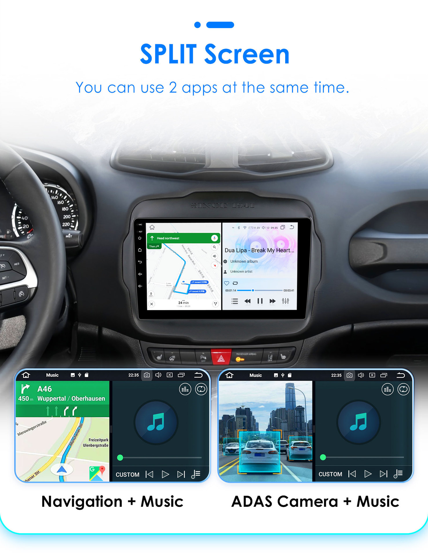 The Overseas Version Is Suitable for 16-20 Jeep Renegade Car Mp5 Player Reversing Image Navigator Gps