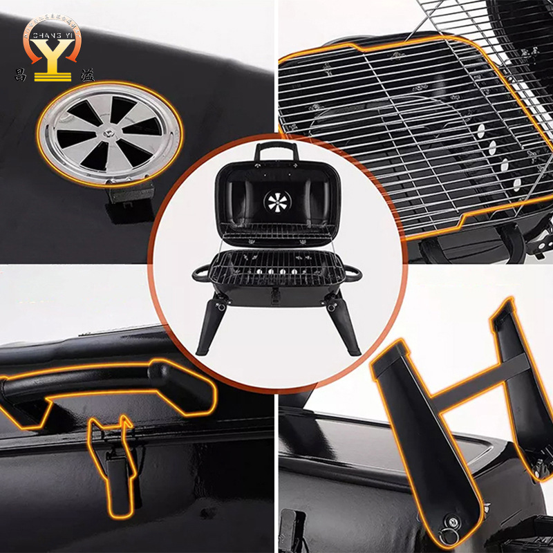 中庭小型バーベキューカーボンストーブバーベキュー屋外キャンプバーベキューグリル家庭用ポータブル折りたたみ炭グリル