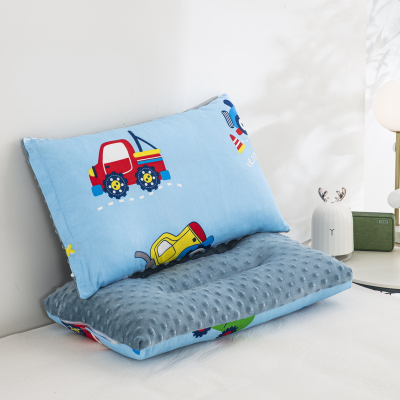 Almohada para niños de jardín de infantes AB cara Almohada de terciopelo de guisantes de algodón Almohada de almohada desmontable para niños de uno a diez años