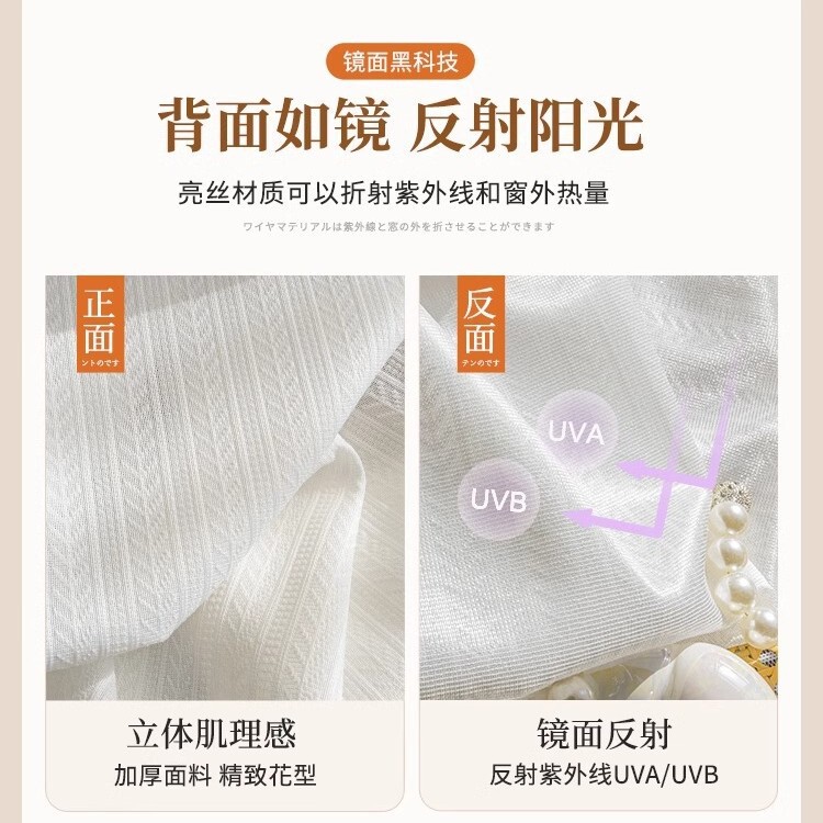 Sun Protection Mirror Veil Curtain Sunshade and Heat Insulation Japanese Light-Transmitting and Opaque Living Room Balcony Bay Window White Gauze Window Screen Shaoxing