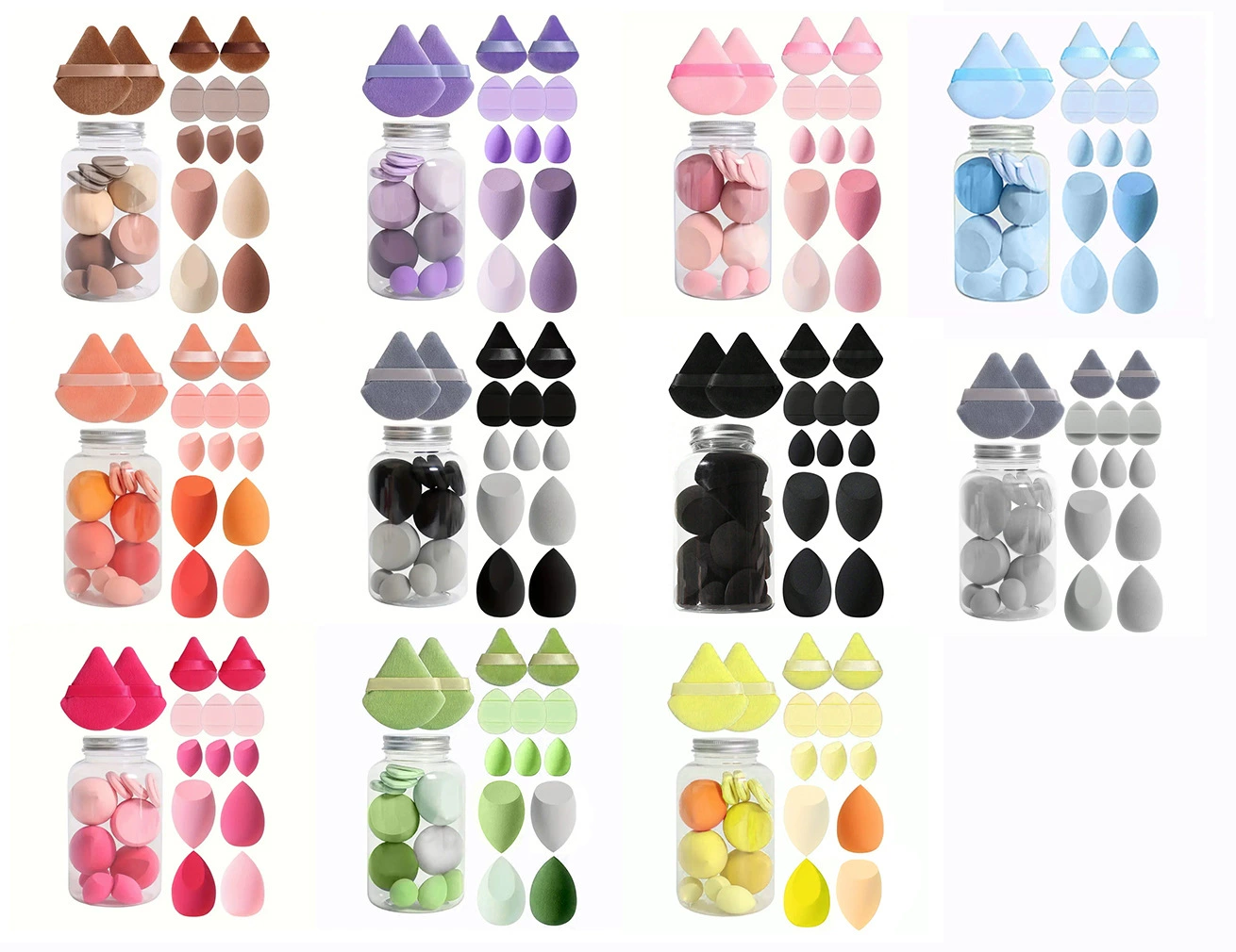 Cosmetic Sponge Set, 14-Piece Small Triangular Sponges, Soft-heel Makeup Blenders