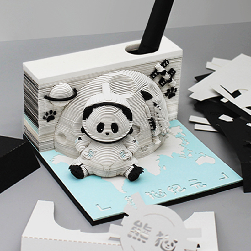 2025 Chengdu Panda Adornos Papel de notas Negocios Regalos tridimensionales Modelos creativos de dibujos animados Notas Calendario Tallado de papel