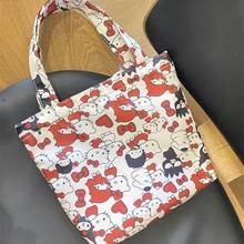 粉色凯蒂猫手提包Kitty帆布包女士小包包小众百搭粉嫩便当包