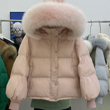 韓版羽絨服女2022冬新款寬松加厚短款狐狸大毛領白鴨絨面包服外套