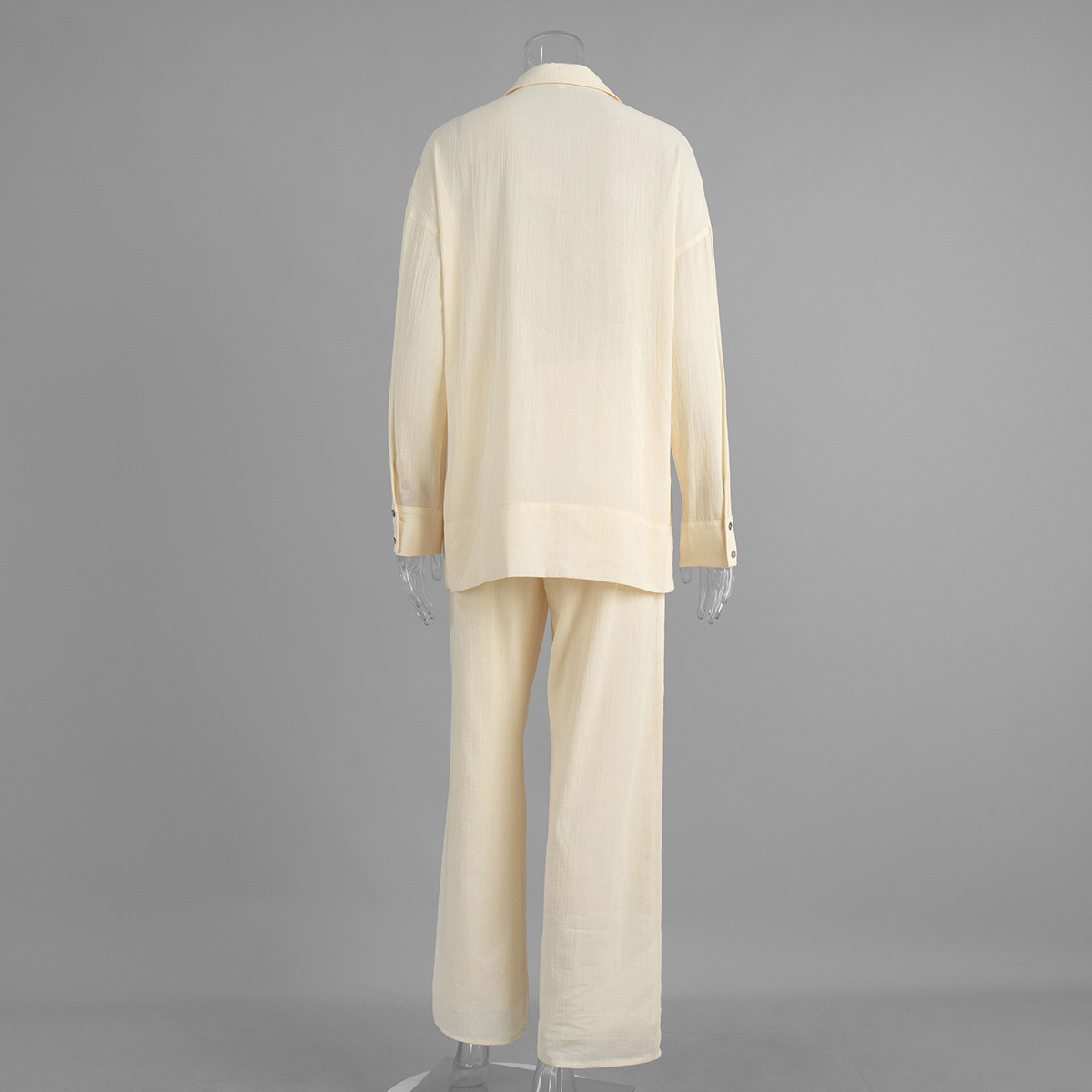 Women's Long Sleeved Shirt And Trouser Set Elegant Vacation Style_voghion.com
