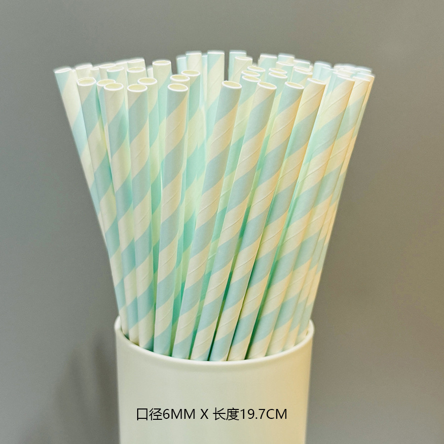 Gran cantidad en stock al por mayor paja de papel desechable paja de papel degradable paja azul serie