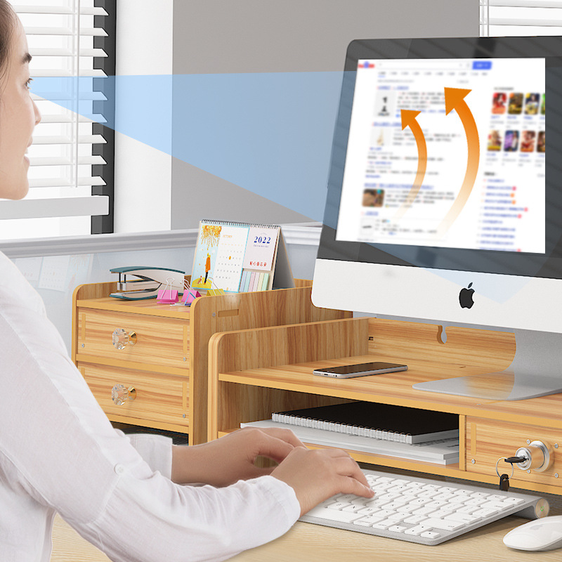 Pantalla de visualización de la computadora aumento de la altura de la base del bastidor protección del cuello acabado de almacenamiento de teclado caja de almacenamiento de escritorio Soporte de elevación