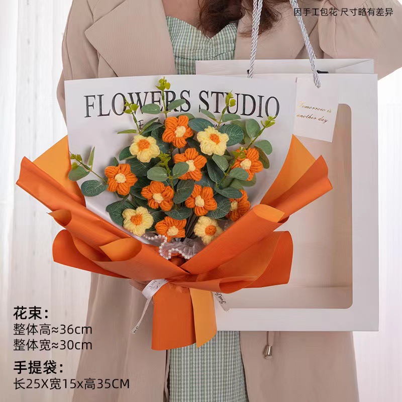 Día de San Valentín para enviar a las niñas ramos tejidos a mano