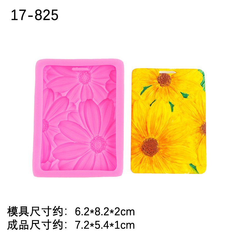 Rectangular grande Daisy ginkgo hoja listado de silicona molde aromaterapia yeso chocolate epoxi colgante cera chip