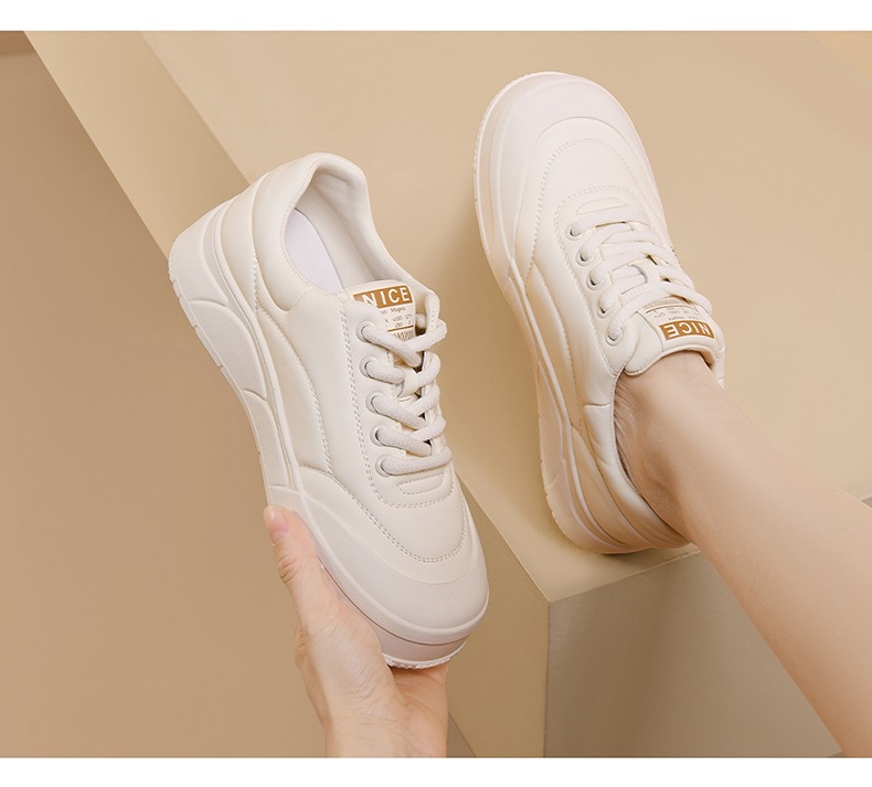 Weiße Damen Freizeitschuhe Mit Plateau Weiche Sohle Sneaker_voghion.com