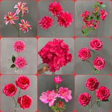 婚庆玫红色系仿真花材婚礼堂吊顶花艺路引地排插花背景装饰假花墙